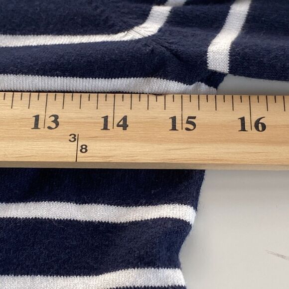 J. McLaughlin Sweater Size XS Navy Blue White Striped Lightweight Top Classic - Picture 3 of 7